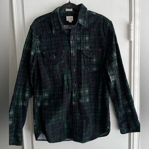J. Crew Men’s 100% Cotton Plaid Corduroy Button Up Shirt